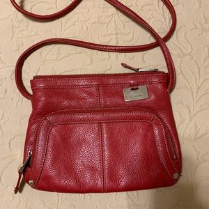 Tignanello Red Leather Crossbody Purse